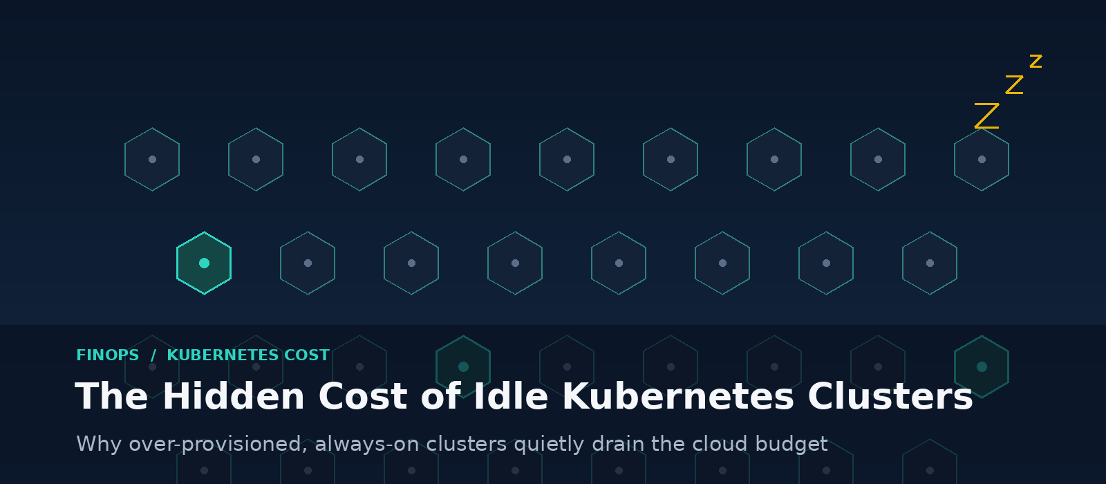 Idle Kubernetes clusters — a honeycomb of nodes, mostly asleep